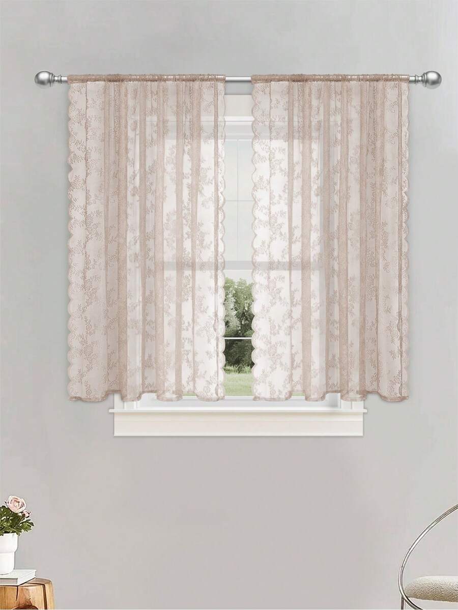 1 件阳台鞋柜罩装饰窗帘，厨房装饰蕾丝帷幔 - 淺粉 - 查看 1