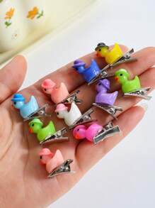 50 件迷你鸭形发夹，时尚、优雅、可爱的一体式夹子侧刘海发夹，发饰装饰，适合女士和女孩的礼物，适合日常和节日佩戴，爪夹、发夹、发夹、发夹、发夹、按扣夹、学校用品、发夹