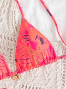 女士休闲度假沙滩性感比基尼上衣和三角裤两件套夏季 - 彩色 - 查看 4