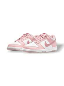 Nike Dunk Low 女款运动鞋，休闲街头健身日常低帮缓震透气防滑耐穿柔软鞋领经典撞色百搭皮革标志性舒适易搭配粉色釉面白色 DO6485-600