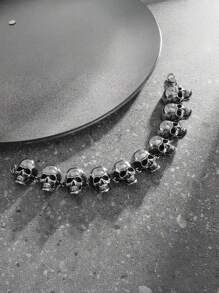 1pc Vintage Punk Style Skull Bracelet, Suitable For Men And Women, Exquisite Halloween, Christmas, Valentine's Day, Birthday Gift