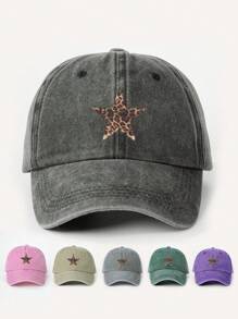 1st dambroderad 5-uddig stjärntvättad hästsvans nödställd baseballkeps, solskyddande fritidshatt Lämplig för vår/höstresor, strandsemester, solhatt för män, Y2K-stil ungdomshatt - broderi - Visa 18