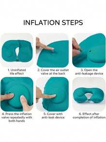 1個戶外露營充氣枕頭，旅行便攜式頸枕，按壓充氣，理想的旅行用品，易於收納和攜帶，可裝入飛機枕頭中 - 彩色 - 查看 3