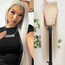 Purple Color Lace Front Wigs Pre Plucked Hairline Long Straight Wigs For Fashion Women Girls Party Daily Wear Glueless Dark Purple Lace Front Synthetic Wigs 13x4 Free Part Heat Resistant Fiber Hair 28 Inch 180% Density - trắng - Xem 2