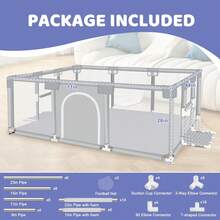 71 Inch Extra Large Baby Play Yard, Baby Playpen With Soft Breathable Mesh, Kids Indoor And Outdoor Playpen, Infant And Toddler Playpen, Non-Slip Base Playpen - 灰色 - 查看 3