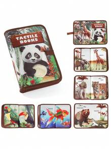 1 本栩栩如生的动物触感布书，卡通熊猫抗撕裂，婴儿启蒙有趣的认知图画书，教育早教玩具，男孩和女孩的圣诞节/万圣节/生日礼物