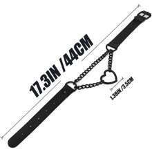 Love Heart Choker Collar Necklace, Adjustable Leather Punk PU Necklace Goth Choker Soft Collar Chain For Women