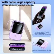 Small Portable Charger Power Bank PD20w Fast Charging Comes With Flashlight, Battery Pack 10000mAh, Fast Charging Portable Phone Charger Compatible With Iphone/Android Suitable For Summer Holiday Outdoor Travel/Camping And Emergency Backup Mobile Power Supply Gifts For Family, Friends, Birthday Power Display - Pink - View 4