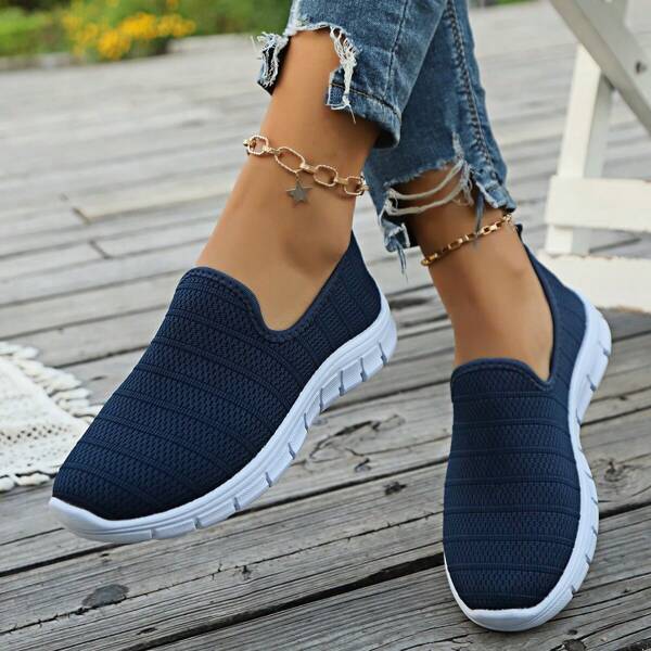 Zapatos casuales de enfermería de mujer con diseño deslizante, mocasines holgados de talla grande con diseño deslizante