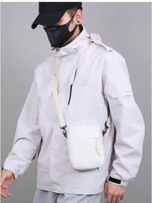 男士迷你纯色经典百搭单肩包 2000 年代街头风格 - 白色 - 查看 4