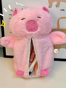 1 PC Capybara Plush Pencil Case, Soft And Cute, Creative Girl, Niche Student Stationery, Desktop Pencil Storage Bag