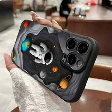 Astronaut And Space Themed Phone Case Designed With Stunning Interstellar Imagery Compatible With IPhone 16 15 14 13 12 And 11 Pro Models And Made Of TPU Protective Material Perfect For Space Enthusiasts Family Friends And Creative Minds On Birthdays Holidays Or Any Special Occasion - 黑色 - 查看 3