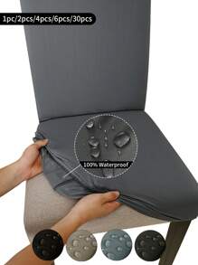 1pc/2pcs/4pcs/6pcs/30pcs Meteorite Gray Waterproof Milk Silk Coated Chair Covers, Classic Minimalist Design, Dust & Stain Resistant Stretch Chair Slipcovers, Suitable For Hotel, Restaurant, Living Room Chairs, Black, Light Gray, Khaki - Multicolor - View 1