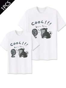 Coppia di cani Shiba Inu, maglietta estiva unisex da 220 g, casual, estiva, in puro cotone, a maniche corte (1 pezzo)