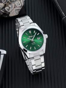 Reloj de pulsera de cuarzo de lujo de negocios DENVOSI con correa de acero inoxidable y calendario para hombres