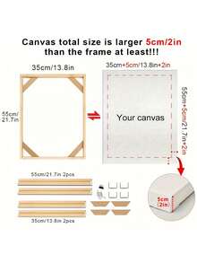 1 Conjunto de Moldura de Madeira DIY, Tamanhos Disponíveis: 40x60cm, 30x40cm, 25x35cm, 35x55cm, 35x45cm, 40x50cm, Adequada para Tela de Pintura a Óleo, Moldura de Madeira de Pinus, Arte de Parede, Pintura com Diamantes, Estrutura de Encaixe de Espiga e Rabo de Pau. Somente a moldura, tela e vidro não inclusos. (Consulte o tutorial de instalação na imagem. Compre uma moldura 5cm menor que o tamanho da tela.) - Multicolorido - Ver 7