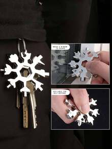 1pc 18-In-1 Stainless Steel Snowflake Multi-Tool, Bottle Opener/Flat/ Screwdriver Set/Wrench, Christmas Gift For Men - Silver - View 3