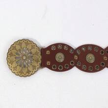 Music Festival, Party, Y2K, BOHO Rivet Decor Hollow Buckle Belt, Vintage Western Style Belt Accessory To Match Skirts Fall, Autumn, Halloween - Brown (hollow) - View 6