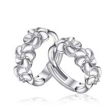 925纯银小玫瑰花圆形耳环，镶嵌AAA级锆石，女士魅力订婚结婚首饰 - 銀色 - 查看 5