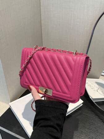 Fashionable Chain Strap Crossbody Bag, Minimalist Square Bag For Women, 2024 New Summer Casual Shoulder Bag