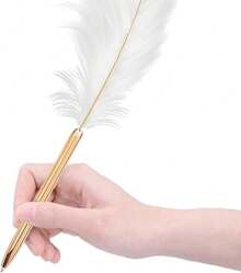 White Feather Pen, Feather Ballpoint Pen Black Inks Pen Wedding Signing Pen Refillable Ballpoint Pen For School Writing, Signatures Pens And Refills Ballpoint Pens