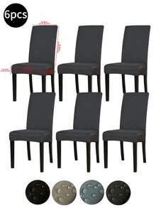 1pc/2pcs/4pcs/6pcs/30pcs Meteorite Gray Waterproof Milk Silk Coated Chair Covers, Classic Minimalist Design, Dust & Stain Resistant Stretch Chair Slipcovers, Suitable For Hotel, Restaurant, Living Room Chairs, Black, Light Gray, Khaki - Multicolor - View 14