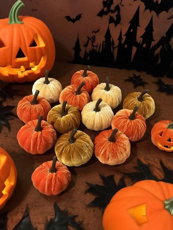 4/8pcs Realistic Pumpkin Decor, Vintage Orange & White, Suitable For Autumn, Thanksgiving, Halloween, Farmhouse Style Wedding Table, Fireplace Decor (Random Color)