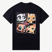 Littlest Pet Shop Grid Girls T-Shirts _ Summer Luxury Brand Cotton Men's And Women's T-Shirts Short Sleeves - 黑色 - 查看 1