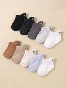 10 双糖果色可爱熊提花防滑高跟幼儿袜（适合男婴） - 适合四季日常穿着的小男孩休闲袜 - 彩色 - 查看 2