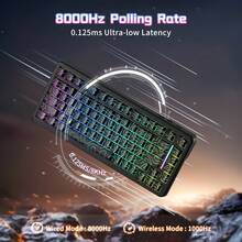 ATTACK SHARK X82PRO HE Wireless RGB Mechanical Gaming Keyboard With Rapid Trigger, Actuation Adjustment, Hall Effect Magnetic Switch, 8K Polling Rate, 2.4G/Bluetooth/USB-C, 5000mAh Battery For PC/Win (Anime White) - 黑色等高線 - 查看 2