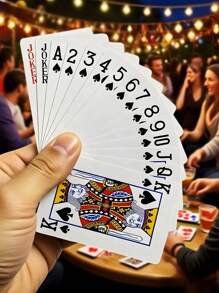 1/2/5张防水标准扑克牌套装，适用于万圣节、圣诞节、生日、节日游戏，采用抗弯折纸质材料，适合派对、娱乐和纸牌游戏、户外休闲、节日礼物、扑克牌、派对游戏、恶作剧、情人节礼物（背面图案随机） - 彩色 - 查看 1