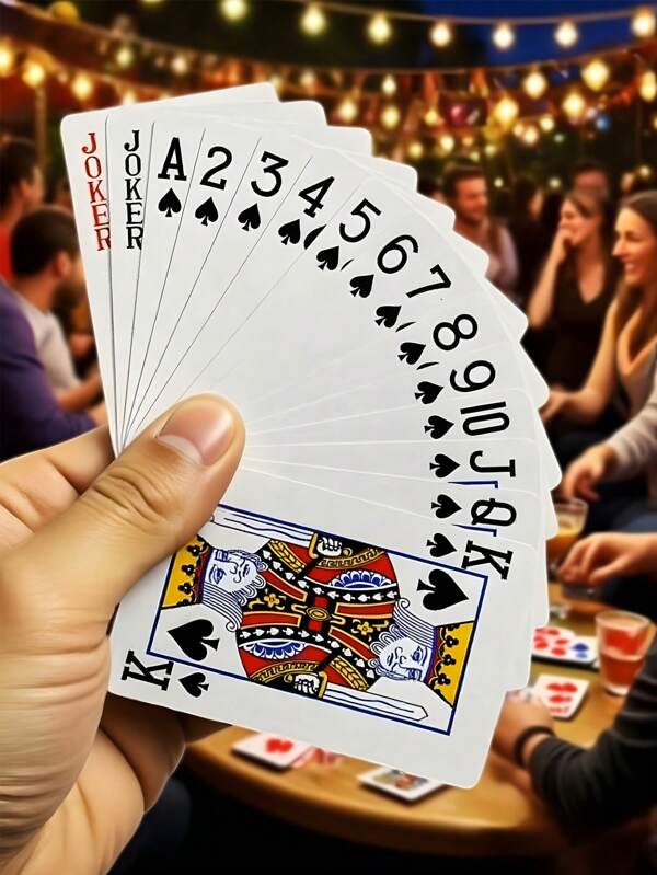 Conjunto de cartas de baralho padrão à prova d'água de 1/2/5 peças, adequado para Halloween, Natal, aniversário, jogos de feriado, feito de material de papel antidobrável, adequado para festas, entretenimento e jogos de cartas, recreação ao ar livre, presentes de feriado, cartas, jogos de festa, jogos, cartões-presente (padrão de verso aleatório)