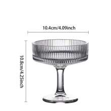 1pc INS Style Home Dessert Pudding Striped Tall Glass Cup For Ice Cream, Cold Drinks, Cocktails, Etc.