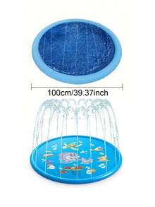 1pc 100cm/39"/150cm/59"/170cm/66.9" Dog Water Sprinkler Mat, Thick Non-Slip Dog Pool With Sprinkler, Thickened Summer Outdoor Dog Pool, Backyard Fountain Dog Play Mat - Multicolor - View 9