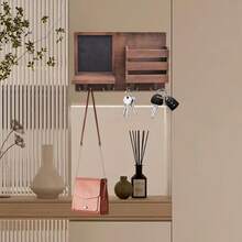 Schlüsselbretter, Hängend, Schlüsselablage für die Wand, mit 4 Schlüsselhaken, Schlüsselhalter aus Holz, Schlüsselaufhänger mit Metallhaken, dekoratives Schlüsselbrett für Eingang, für Flur, Schlafzimmer, Wohnzimmer, 42,5 * 9 * 28 cm