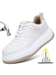 Nuovi stivali di sicurezza sportivi alla moda, scarpe di sicurezza ultra-leggere con rialzo, scarpe morbide e resistenti all'usura, confortevoli per le donne; isolate, traspiranti, resistenti agli urti e alla perforazione, scarpe da lavoro per donne.