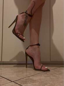 欧美时尚女士黑色交叉带高跟凉鞋，适合宴会派对情人节