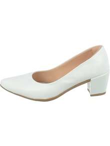 Anna Karol 6cm High Thick Heel Luxury Pointed Toe Pumps - 白色 - 查看 3