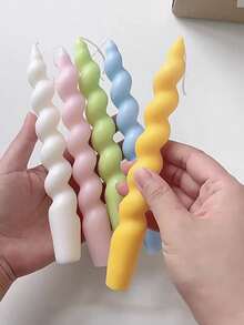 4/2 件螺旋烛台,带香味扭曲蜡烛,多色香薰蜡烛,适用于厨房、卧室、万圣节/圣诞节氛围家居装饰礼物 - 黃色 - 查看 8