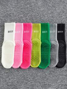 1 Pair Women's Non-Slip Pilates Mid-Calf Socks