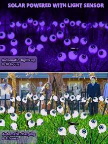 1pc (6/8/10 Lights) - Halloween Decorative Outdoor Lights - Solar Halloween Scary Eyeball Path Lights, Swaying In The Wind, Waterproof Solar Halloween Stake Lights For Garden Porch Lawn Path (Purple)