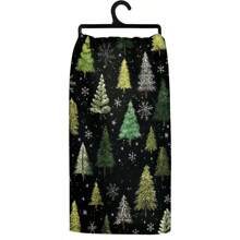 1 set/2 piezas Paños de cocina con diseño de árbol de Navidad y copos de nieve, adecuados para comedor, cocina, baño, decoración navideña, decoración de fiesta familiar, decoración del hogar, artículos del hogar, regalos para mayores y amigos