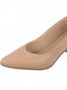 Anna Karol 6cm High Thick Heel Luxury Pointed Toe Pumps - Beis - Ver 2