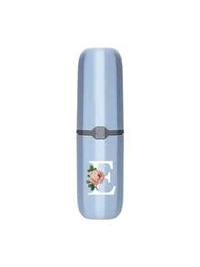 1pc Printed Rose Letter A-Z Blue Portable Toothbrush Holder, Keep Your Toothbrush Clean And Anytime, Anywhere! Travel Toothbrush Storage Box, Portable Toothbrush Cup Sleeve, Multi-Functional Toothbrush Cup, Travel Wash Cup, Toothbrush And Toiletries Storage Set, Suitable For Travel, Camping, Business Trip, School, Dorm Storage, Student Gift, Family Gift. - Blue - View 22