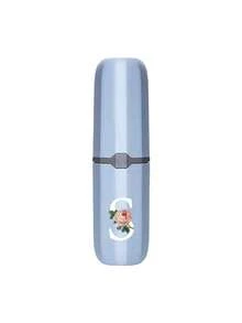 1pc Printed Rose Letter A-Z Blue Portable Toothbrush Holder, Keep Your Toothbrush Clean And Anytime, Anywhere! Travel Toothbrush Storage Box, Portable Toothbrush Cup Sleeve, Multi-Functional Toothbrush Cup, Travel Wash Cup, Toothbrush And Toiletries Storage Set, Suitable For Travel, Camping, Business Trip, School, Dorm Storage, Student Gift, Family Gift. - Blue - View 31