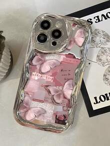 Dreamy Pink Butterfly Phone Case Suitable For 17,  16, 15, 14, 13, 12, 11, PRO MAX,  X, XS, Air,  PLUS, - 彩色 - 查看 5