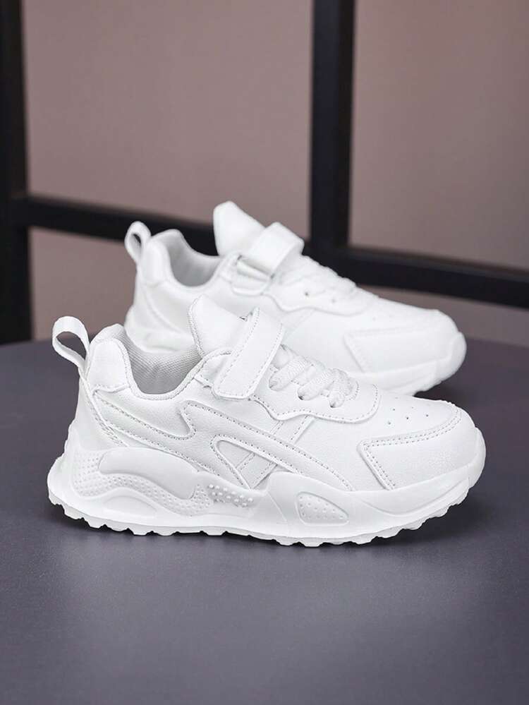 Zapatillas deportivas de unicolor, cómodas e informales de suela baja para niñas, zapatos deportivos antideslizantes y con amortiguación de golpes para todas las estaciones - Blanco - Añade 10