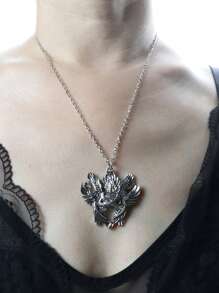哥特式翅膀与邪眼吊坠项链，复古简约时尚项链，女士派对礼物