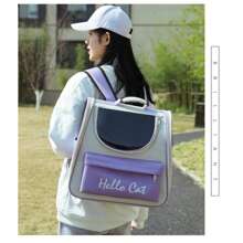 PETSIN Fashionable Breathable Cat Backpack, Oxford Cloth Multi-Function Foldable Large Capacity Outdoor Pet Carrier