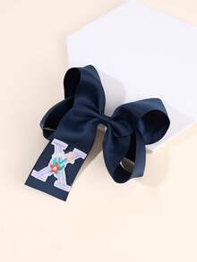 1 pezzo Fermaglio per capelli a fiocco con lettera da A a Z, Molletta per capelli a farfalla di moda, Accessorio per capelli grande e rialzato, Regalo per ragazze e adolescenti - Blu Navy - Visualizzare 19